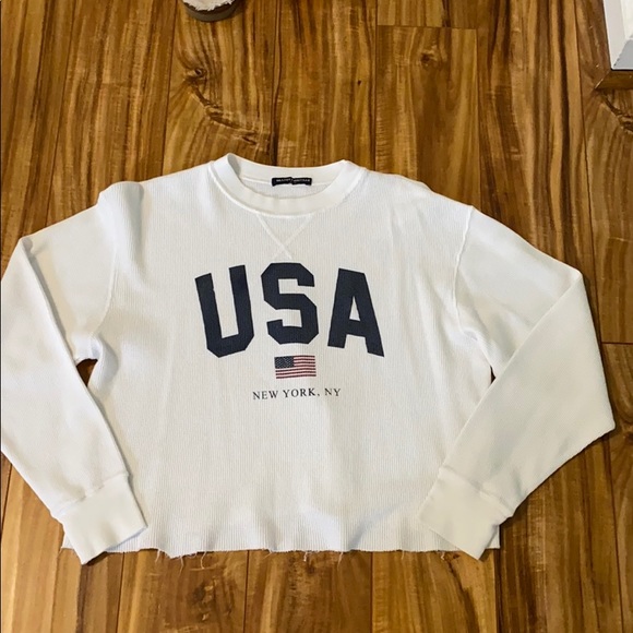 Brandy Melville Tops - Brandy Melville white USA cropped long sleeve